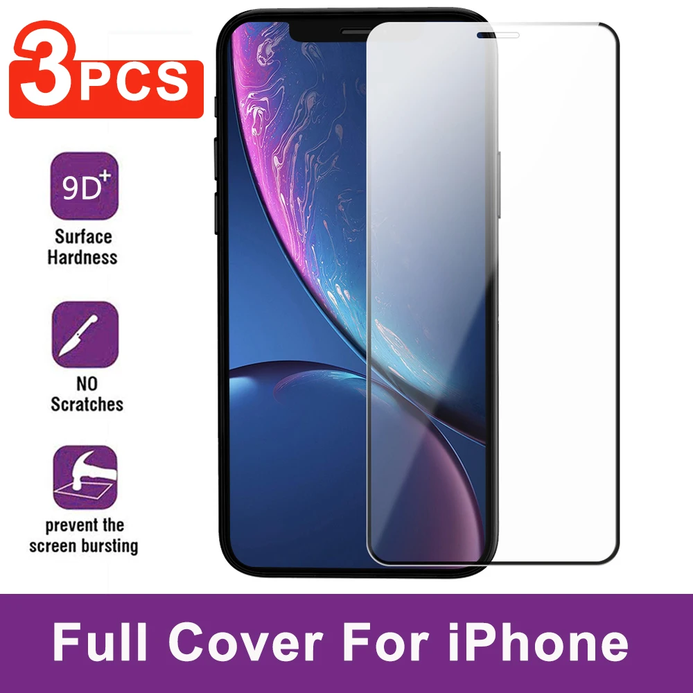 Полное покрытие закаленное стекло для iphone 11 Pro Max X XR XS 5 5S SE 5C 6 6S 7 8 Plus Защитная