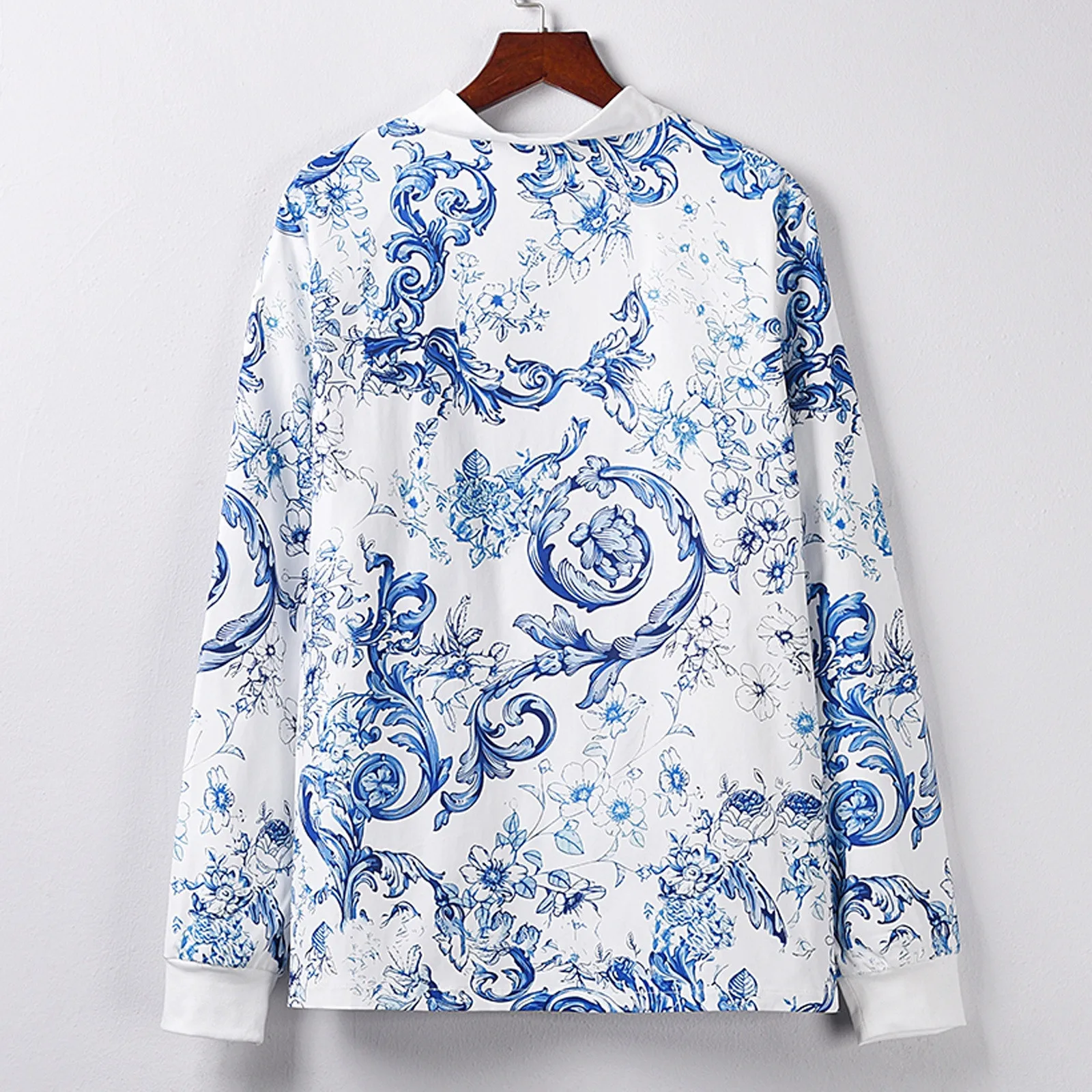 

2020 Women Retro Print Zipper Design Long Sleeve Jacket Casual Short Coat Women'Print Long-sleeved Sweatshirt Casual Blouse