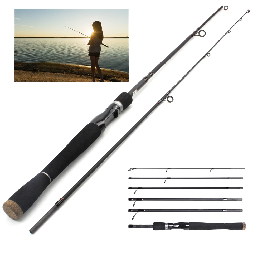

2.1M 2.4M 2.7M Fishing Rod Ultralight Weight 6 Section Fishing Rod Carbon Rod Spinning Travel Rod Trout Fishing Tackle pesca