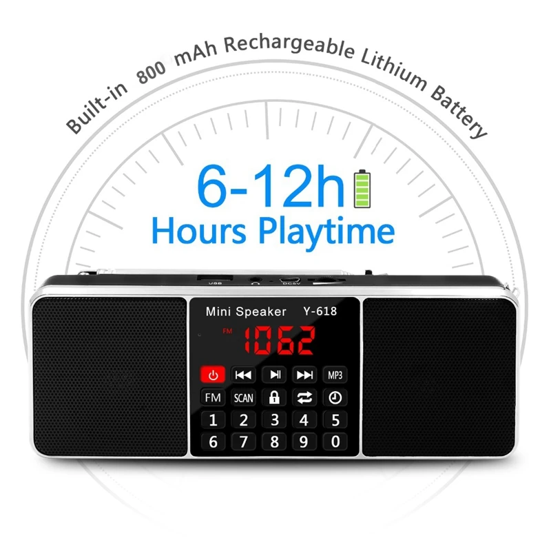 Многофункциональный цифровой fm-радио медиа-динамик Mp3 музыкальный плеер