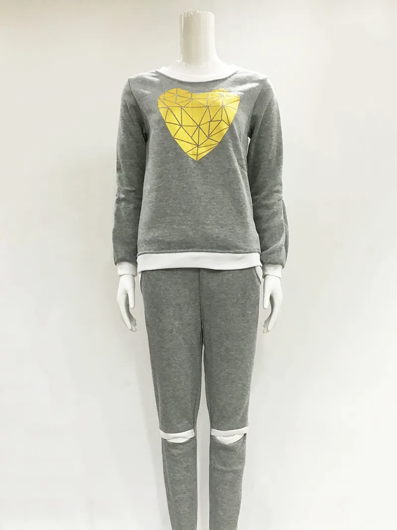 Новинка 2019 женский спортивный костюм с золотым сердцем комплект из двух