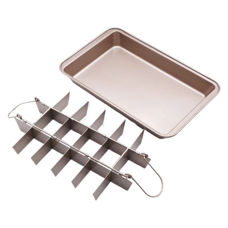 

Non Stick Brownie Pan with Removable Dividers 18 Cavity Chocolate Cake Baking Tray Kitchen Carbon Steel Bakeware