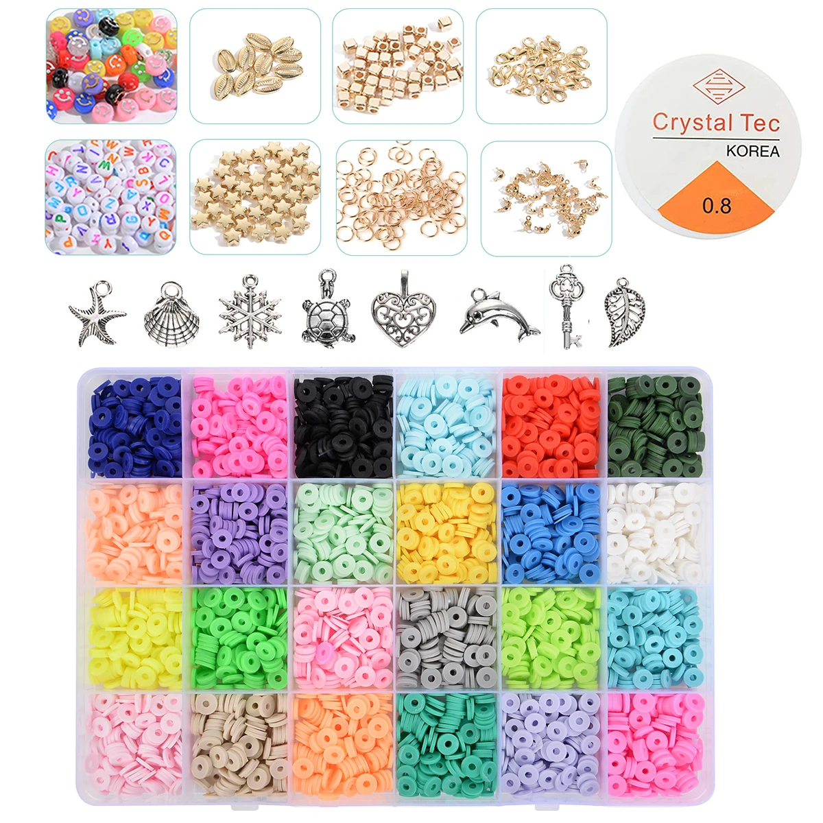 

Плоские круглые бусины из полимерной глины, 3900 шт./компл., 6 мм, 24 цвета, CCB, бусины с отверстиями для изготовления ювелирных изделий, рукоделия...