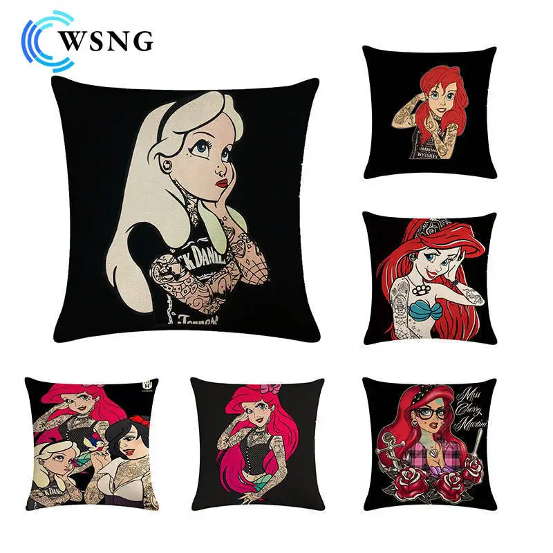 Милый принт с персонажами мультфильмов льняная наволочка машина диван кресло
