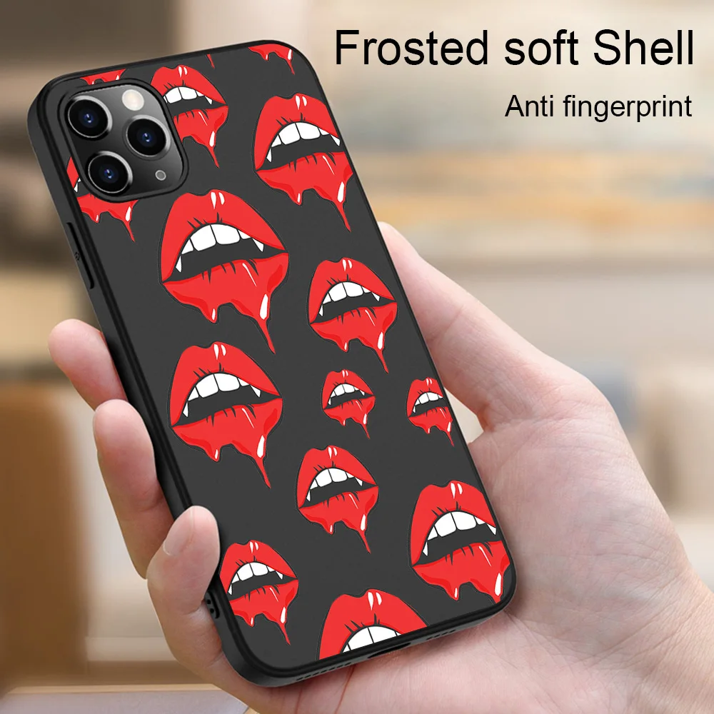 

Queen Lips Phone Case For iPhone 11 12 Pro Max mini X XR XS Max 7 8 6S Plus SE 2020 Phone Cases Black Soft TPU Cover Coque Funda