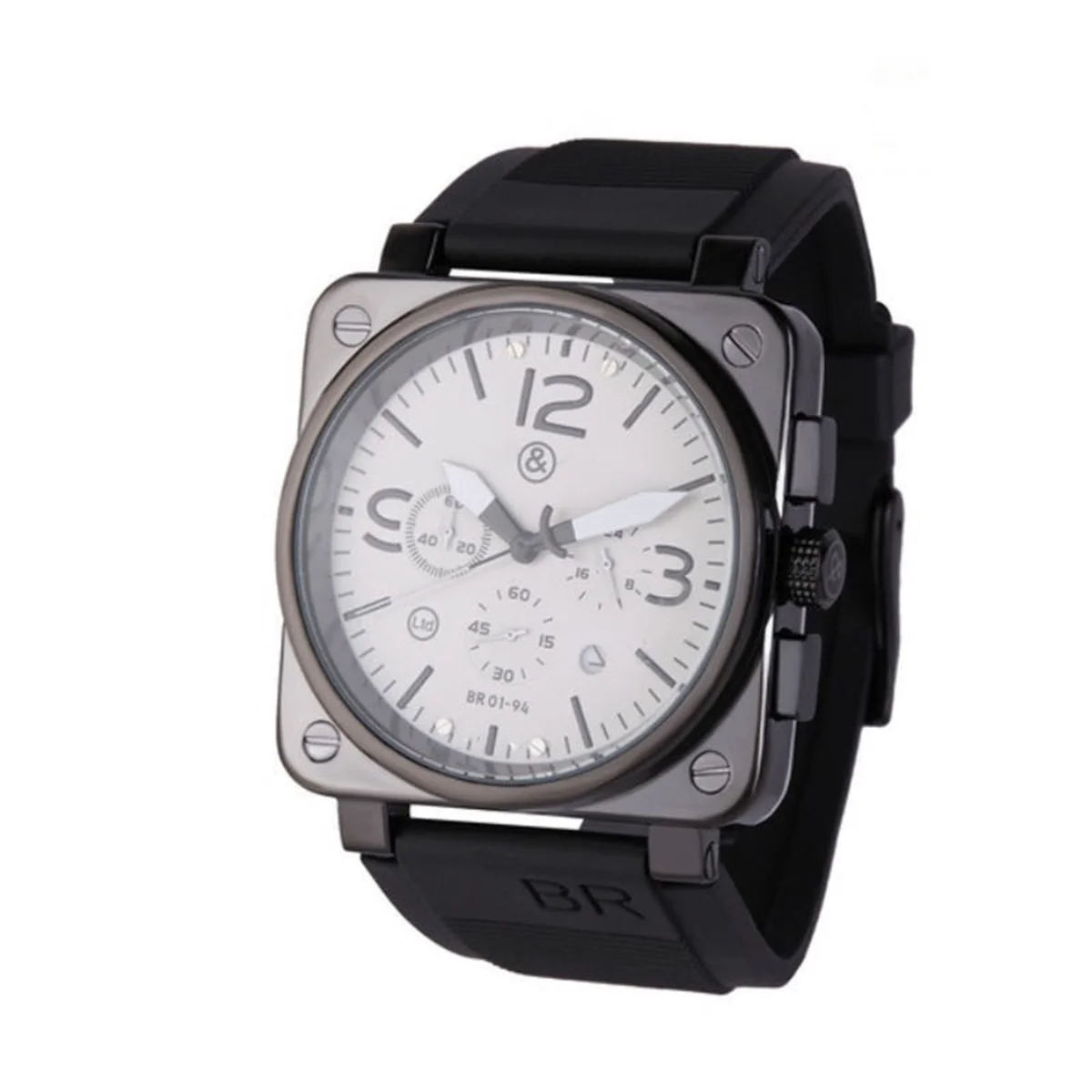 brand new br model sport quartz 3 small dials working bell luxury watch business man ross square rubber wristwatch hot men gift free global shipping