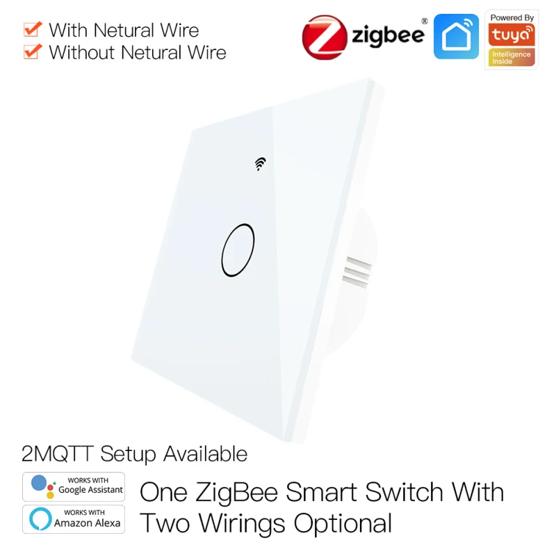 

Умный выключатель света Tuya ZigBee, выключатель с Wi-Fi, голосовым управлением, работает с приложением Alexa Google Home, 2/3 клавиши