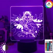 Anime Demon Slayer Rengoku Kyoujurou Figure Acrylic 3D Led Night Light for Kids Child Bedroom Decor 3D Lamp Gift Dropshipping
