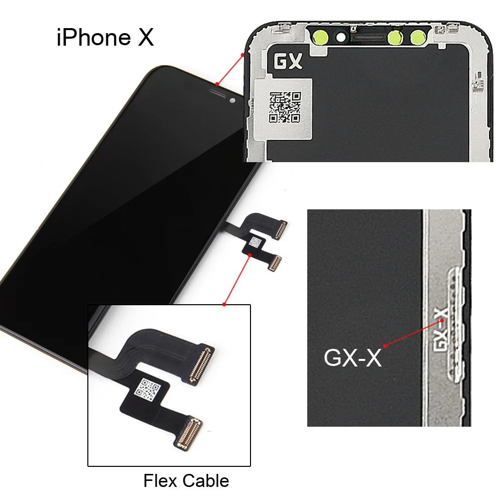 Pantalla LCD AMOLED GX para iPhone X XS, repuesto de montaje de digitalizador t&aacute;ctil, reparaci&oacute;n perfecta, AAA +++, 5 unids/lote-2