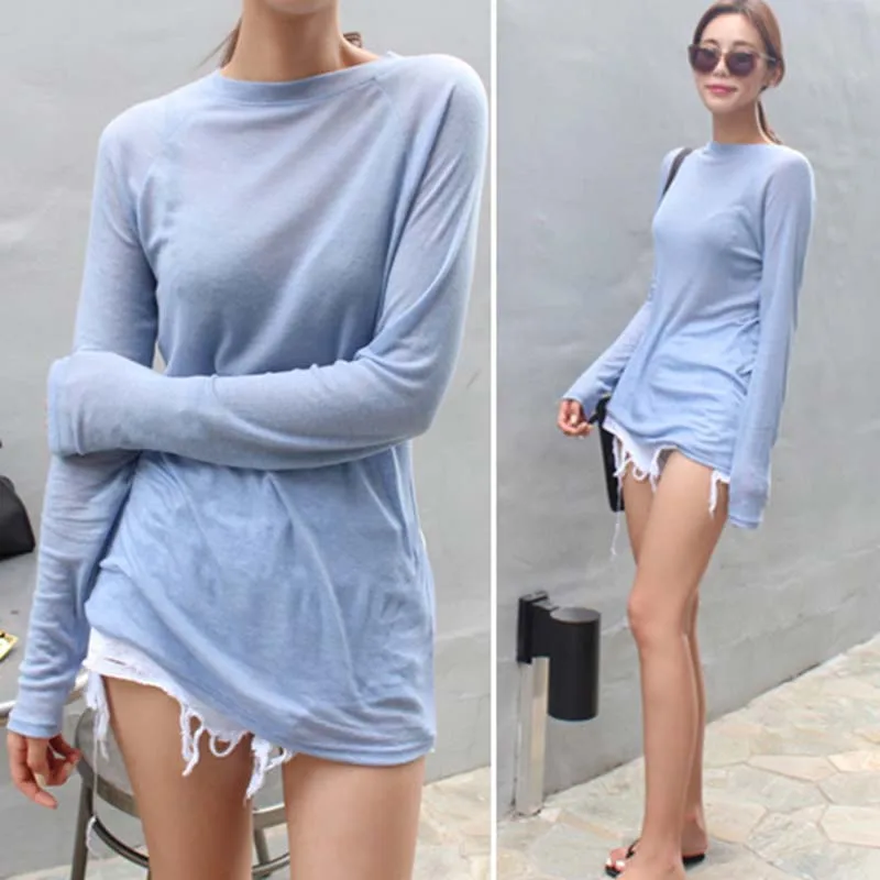 2021 летние новые хлопковые женские футболки однотонные прозрачные сексуальные