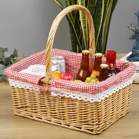 outdoor picnic basket basket for picnic practical pastoral style basket decorative fabric storage basket portable flower basket