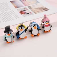 4pcs mixed cute cartoon snow penguin keychain soft pvc kawaii penguin for women girls bag charm trinket key ring key chain