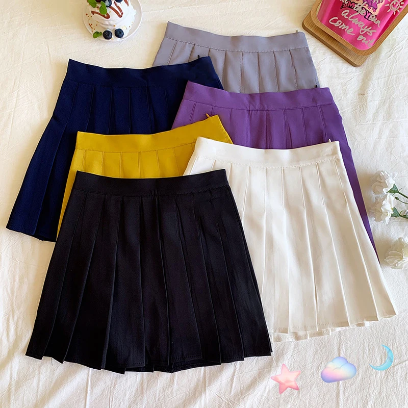 Юбка трапеция плиссированная с высокой талией Матросская школьная форма в