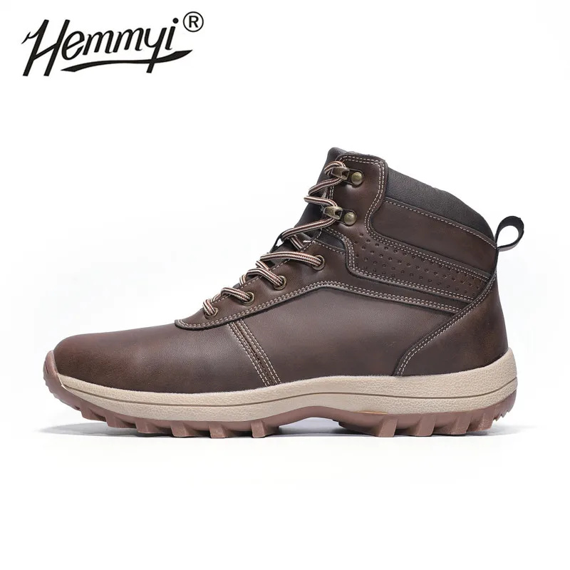 Dark brown Hemmyi мужские походные ботинки, кроссовки, мужская водонепроницаемая обувь, тактические военные ботинки, мужская обувь, Нескользящие ботинки для альпинизма - Цвет: Dark brown