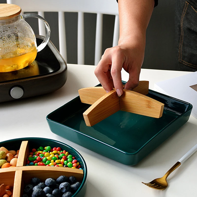 

Creative Snack Trays Emerald Nut Plate Dried Fruit Ceramic Dish Candy Fruit Plates Dessert Dishes Kitchen Storage Organization