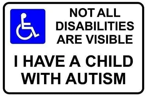 

Metal Sign 8x12 inches Tin Sign Not All Disabilities are Visible I Have A Child with Autism Sticker Sign