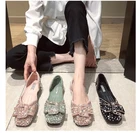 Женские туфли на плоской подошве, с кристаллами, жемчугом, бабочкой, обувь для женщин и девушек, мягкая подошва, квадратный носок, слипоны