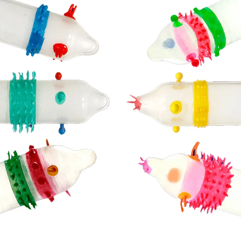 6 шт./лот ребристые пунктирной из латекса с шипами для мужчин полового члена