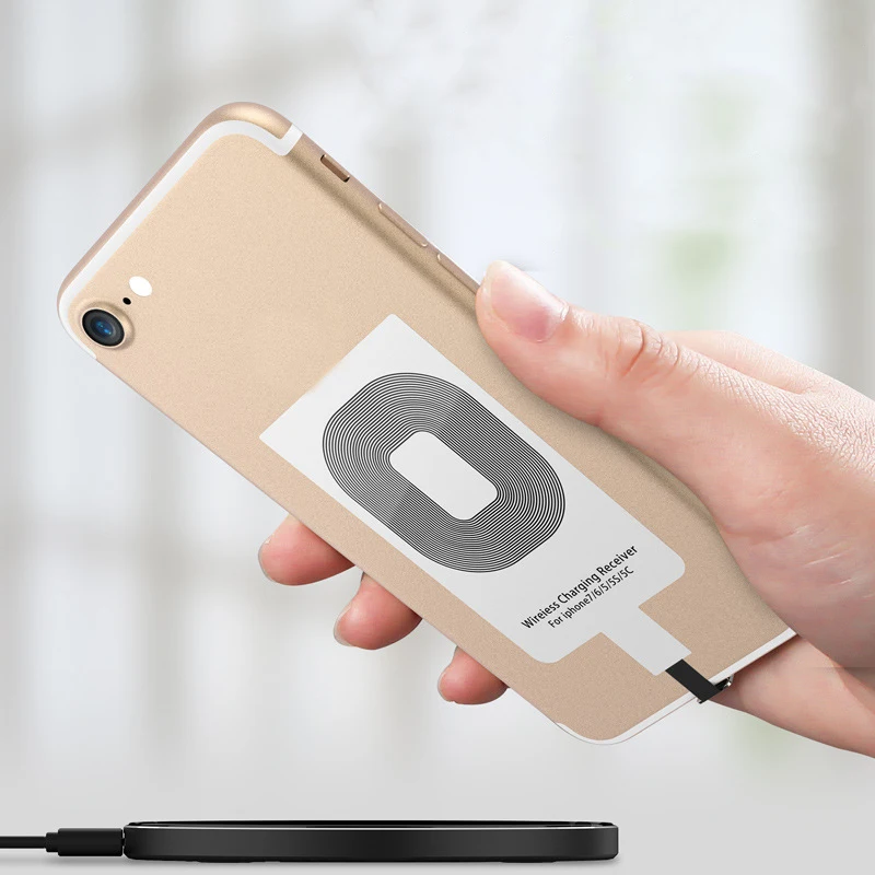 Ультратонкий беспроводной зарядный приемник Qi адаптер для iPhone 7 6 6s Plus 5 5s 5c SE