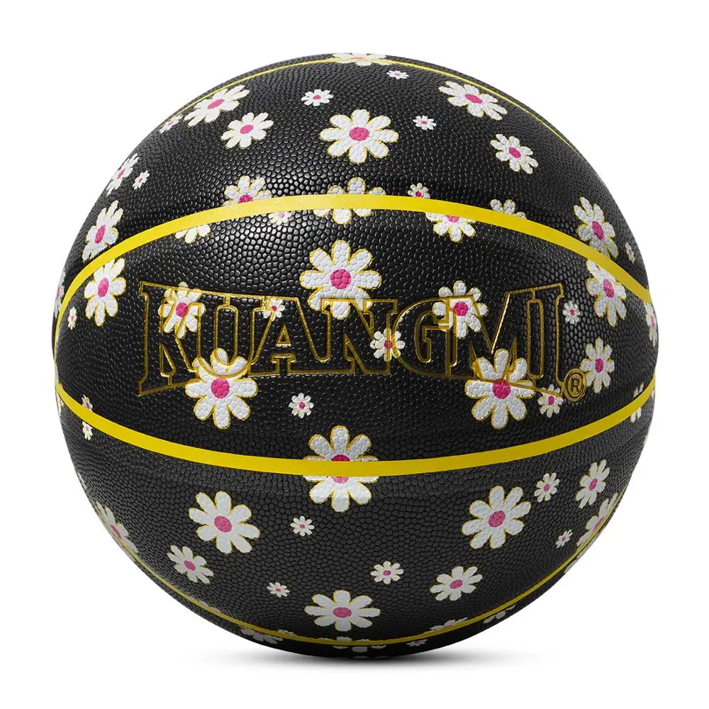 Kuangmi Basketball Daisy Print Contains Photosensitive Material Official Size 7 Discoloration In Sunlight Non-Slip PU Ball Gifts