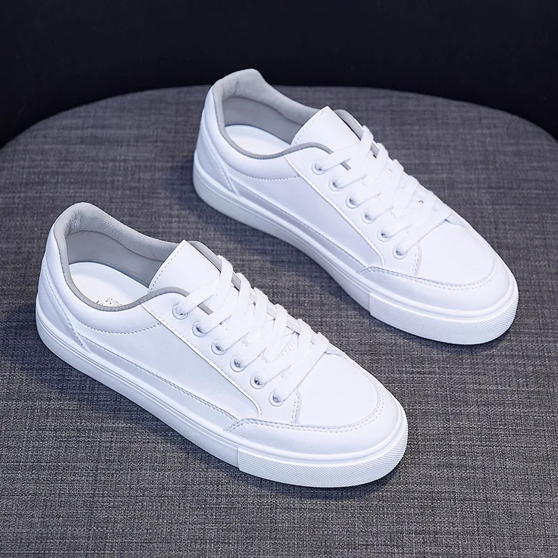 

Soft PU Leather Women Sneakers Platform Women Casual Simple Design Comfort White Flats Female Vulcanized Shoesdg65