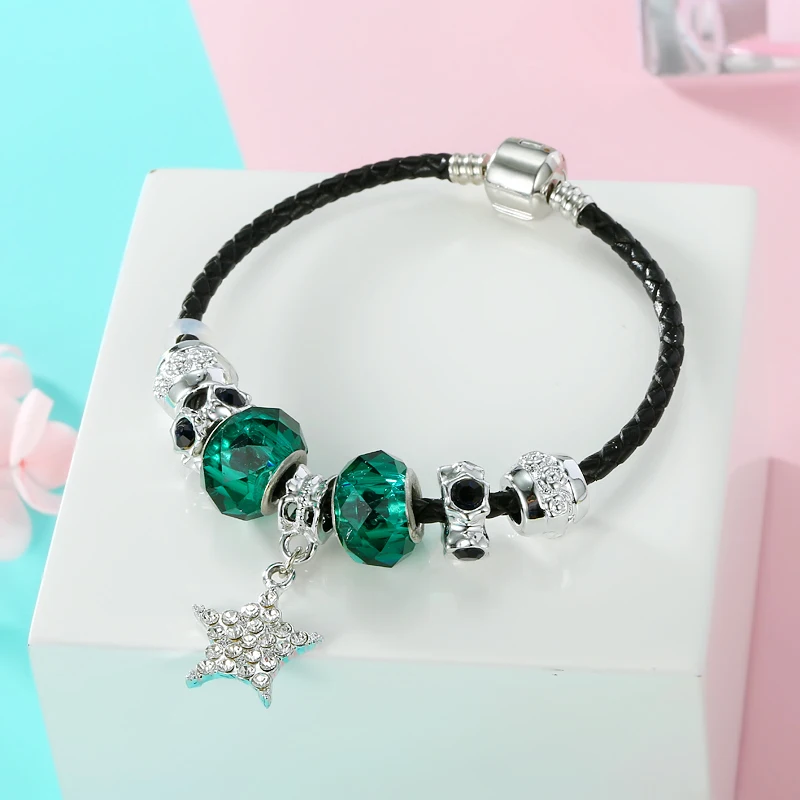 2019 новая очаровательная черно зеленая подвеска в виде звезды со стразами черный