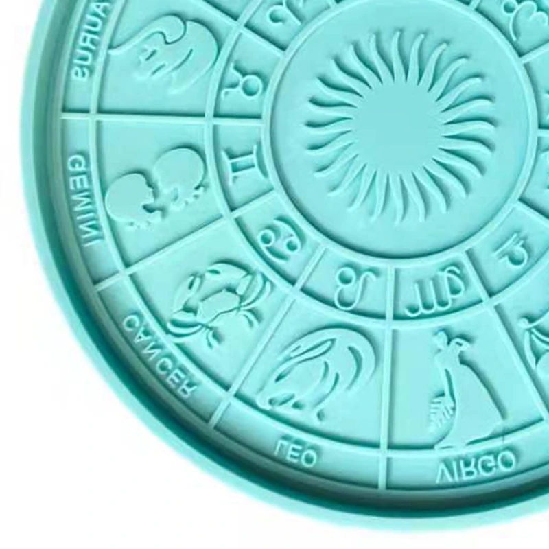 

Round Twelve Constellation Divination Tray Epoxy Resin Mold Table Decoration Astrology Board Silicone Mould DIY Crafts Clay B36D
