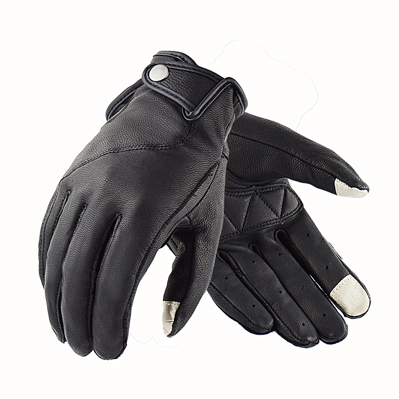 

VEMAR Retro Motorcycle Gloves Men Real Leather Touch Screen Men Women Moto Waterproof Riding Glove Vintage Motocross Glove Brown
