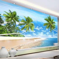 custom any size mural wallpaper 3d beautiful beach scenery fresco living room tv hotel background wall waterproof sticker tapety