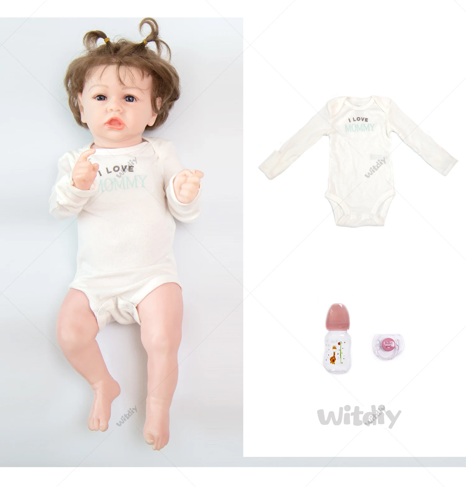 

Witdiy English letter Jumpsuit saskia 58CM bebe reborn reborn baby doll Rebirth doll Baby rebirth silicone doll silicone