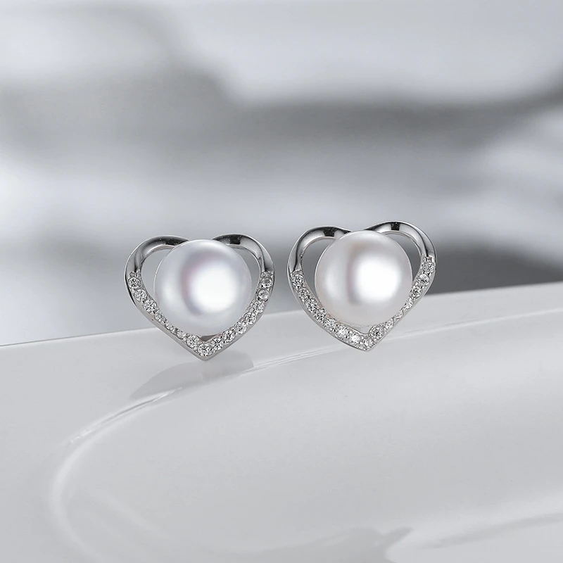 

Женские серьги-сердечки из серебра 925 пробы, с жемчугом