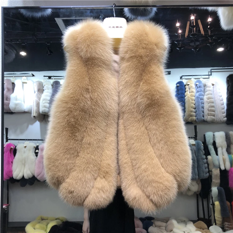 ZDFURS* натуральный Лисий меховой жилет для женщин Зима Осень Теплый Женский жилет без рукавов из лисьего меха женский цветной натуральный короткий жилет - Цвет: 11