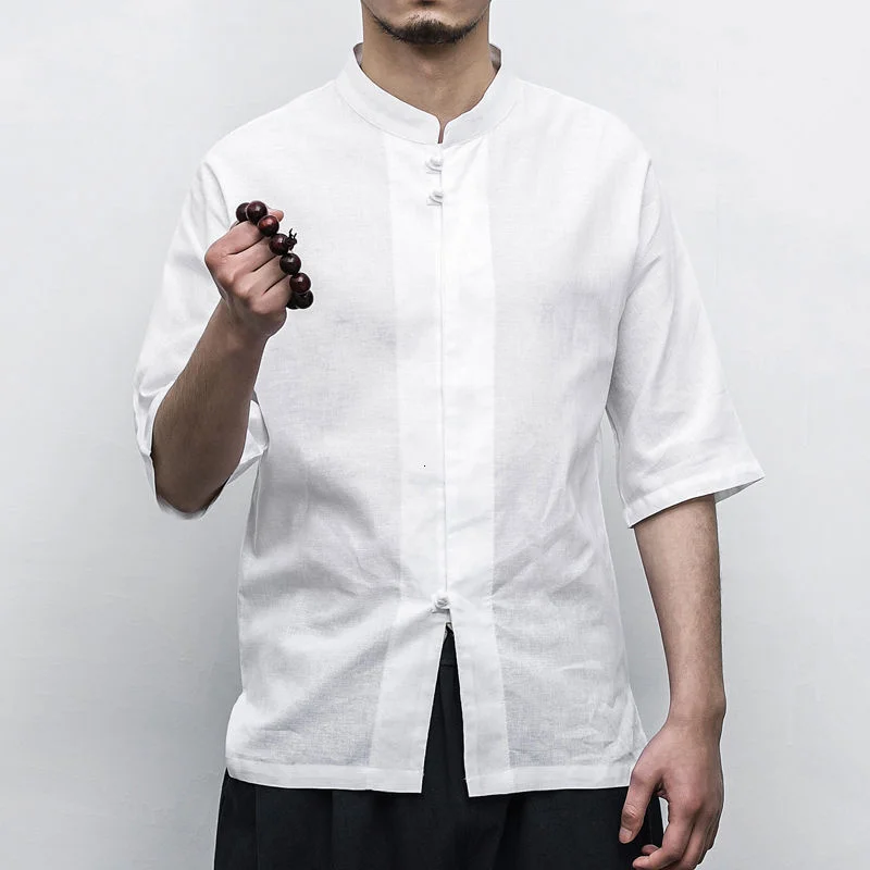 

MrGB Summer Chinese Oversized Shirt Man Summer Coil Button Shirts Short Sleeve Cotton Linen Cargandi Luxury Man Shirt Blouses