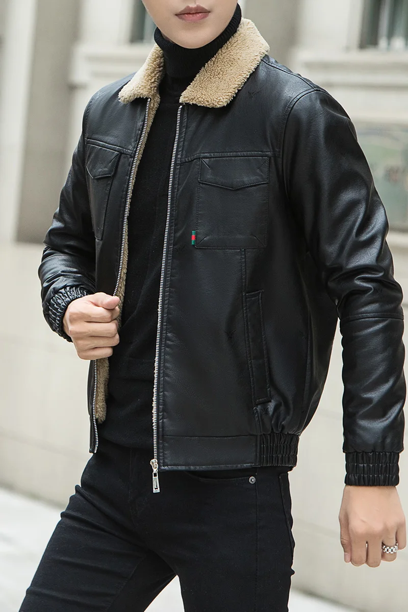 

Fashion Jacket Equipment Sports Coat Lapels Men 's New Leisure Fall Velvet Leather Suede Turn- Down Collar Clothes