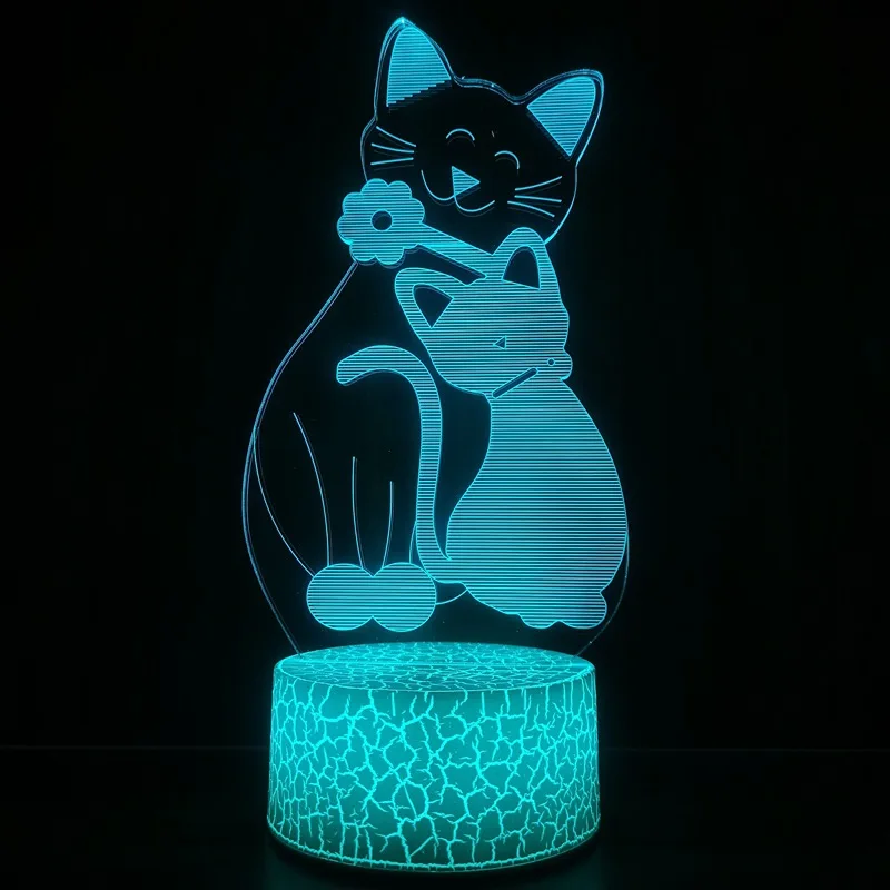 

3d ночник в виде кошки, цветной сенсорный Usb-светильник с дистанционным управлением, креативный Настольный светильник, визуальный подарок, с...