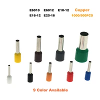 1000500pcs copper tube insulated cord end crimp terminals electrical wire connector e6010e25 16 cable ferrules ve 10 4awg