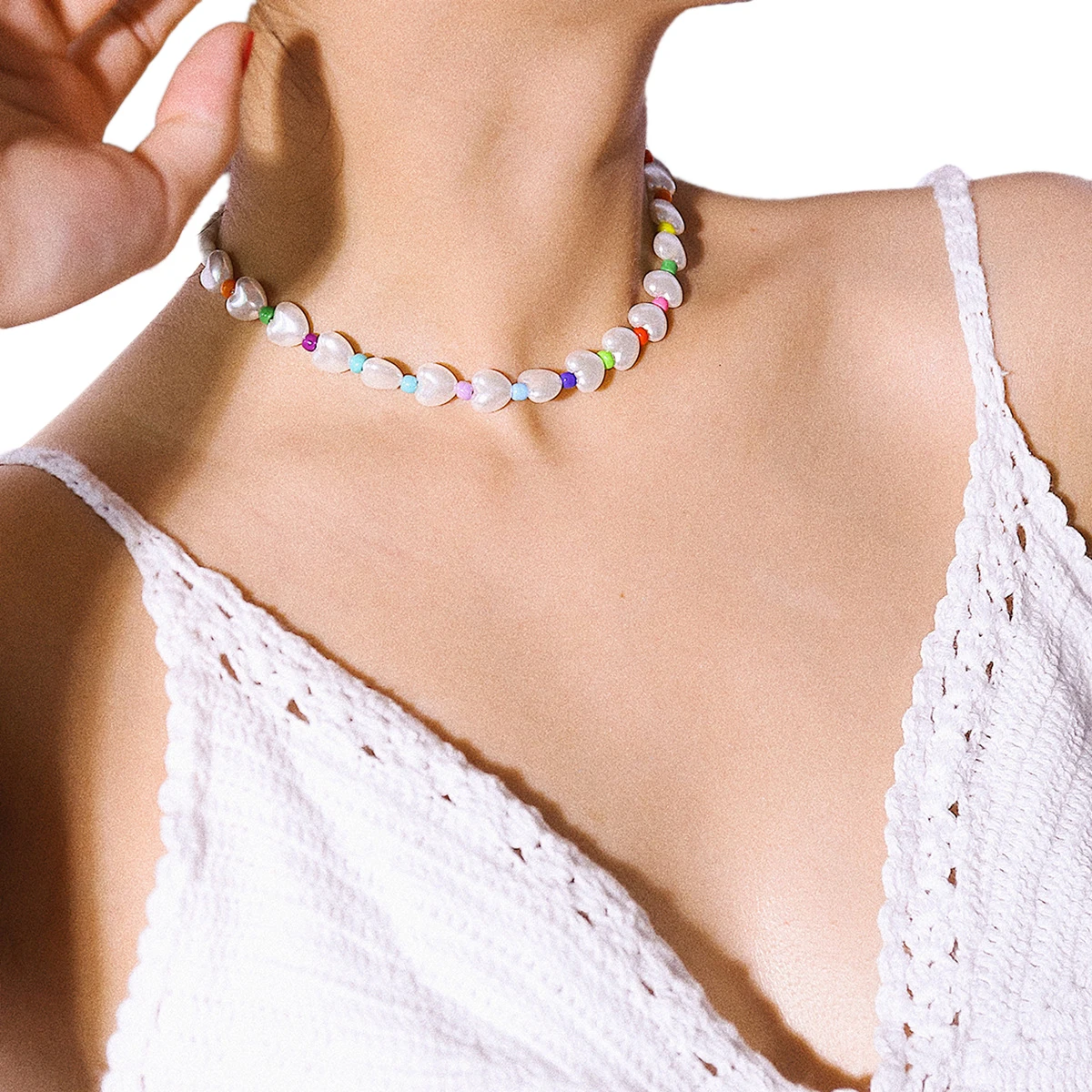 Женское Ожерелье с жемчугом и цепочкой до ключиц | Украшения аксессуары