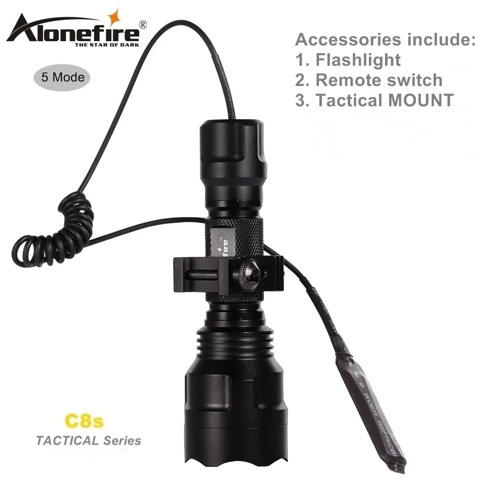 C8T6-5 25DK-A AloneFire C8 тактический флэш-светильник CREE XM-L T6 светодиодный фонарь Крепление для страйкбола прицел ружья охотничий светильник 18650 батарея - Цвет: C8T6-5 25DK-A