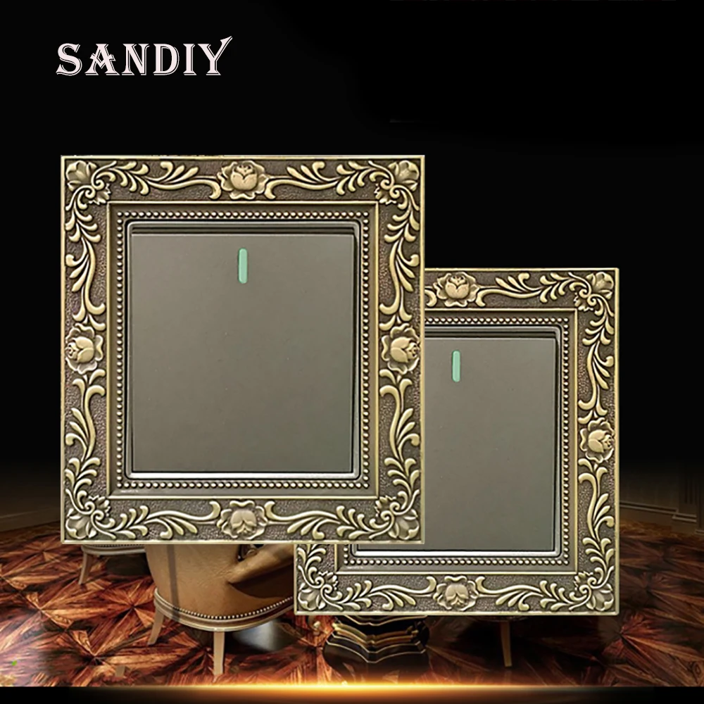 Роскошный настенный выключатель из чистой меди панель света 1 способ 2