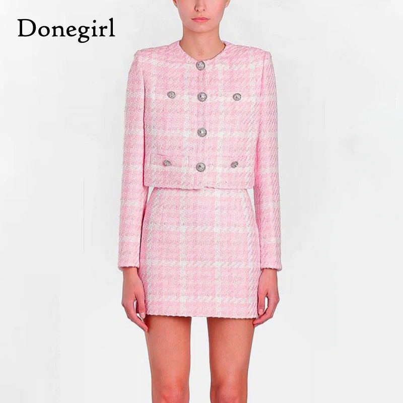 

Женский твидовый костюм с юбкой, элегантный костюм из двух предметов, укороченный топ и мини-юбка, комплект из двух предметов, 2021