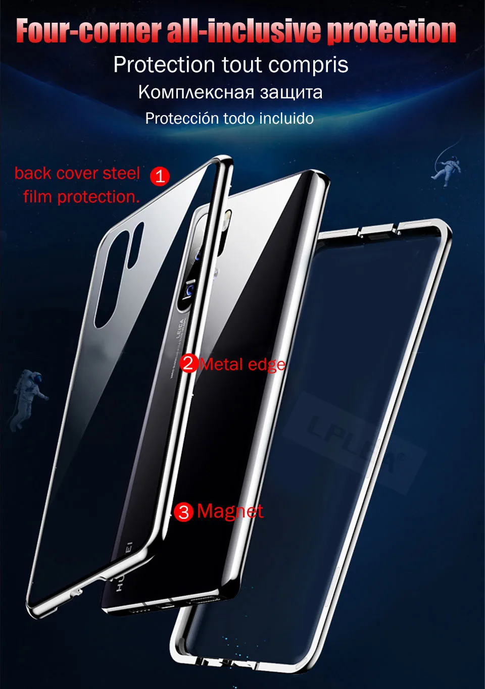 Магнитный адсорбционный металлический чехол для huawei P30 Pro P20 Lite P Smart, Задняя стеклянная крышка для mate 10 Lite 20 Pro Honor 10 Lite