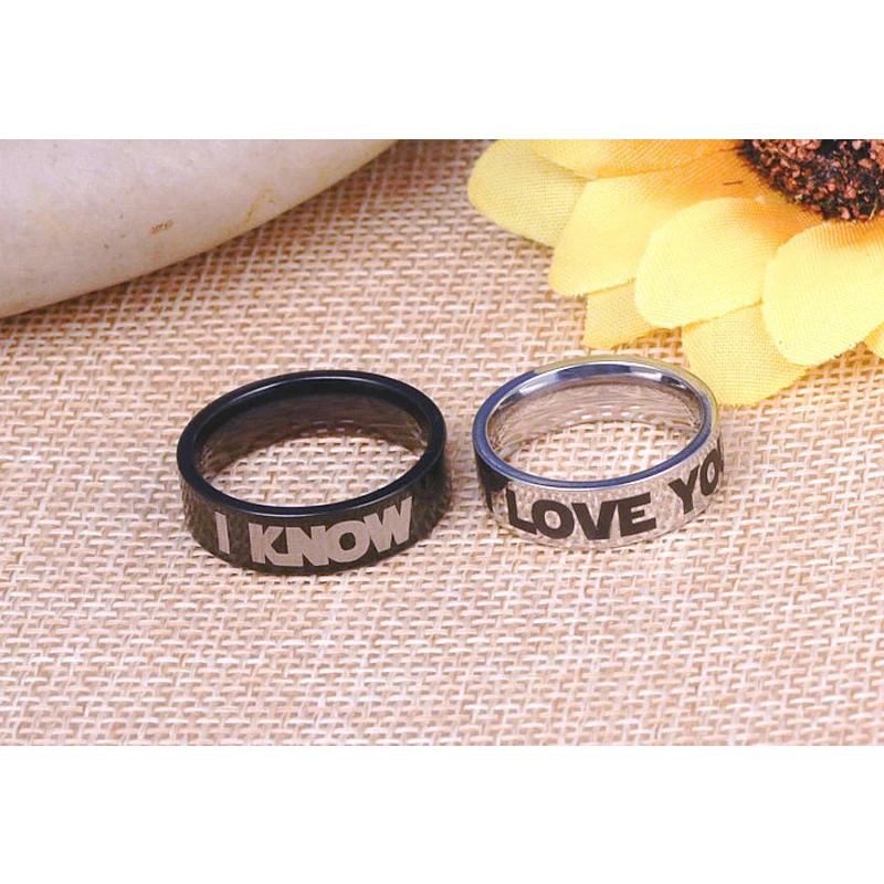 4 мм 6 мм черные Серебряные Кольца из титановой стали с надписью «I LOVE YOU I KNOW» для влюбленных, набор обручальных колец