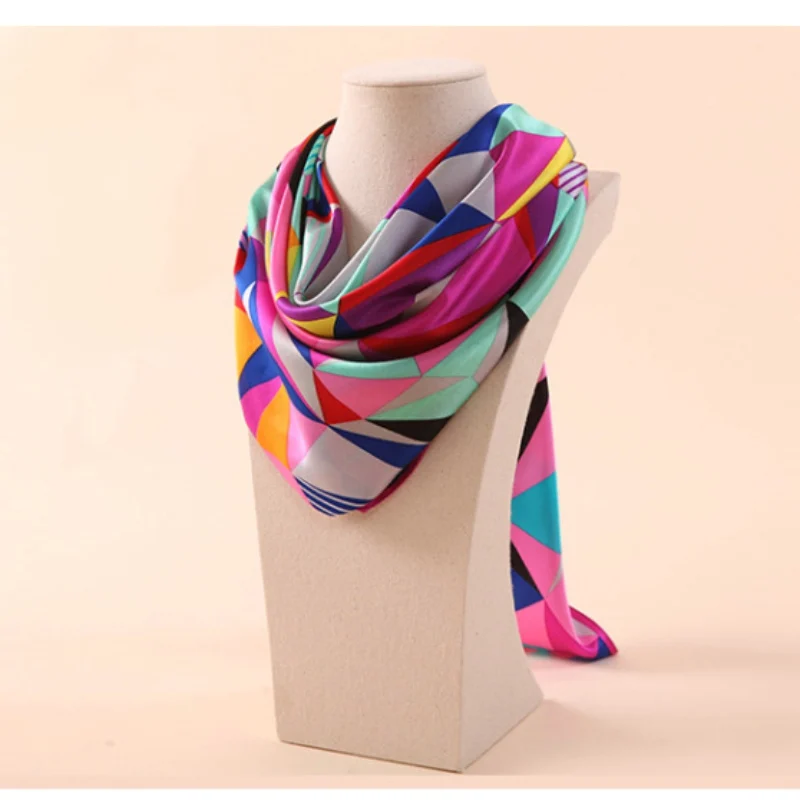 Высококачественный брендовый шарф из 100% натурального шелка мягкий в клетку