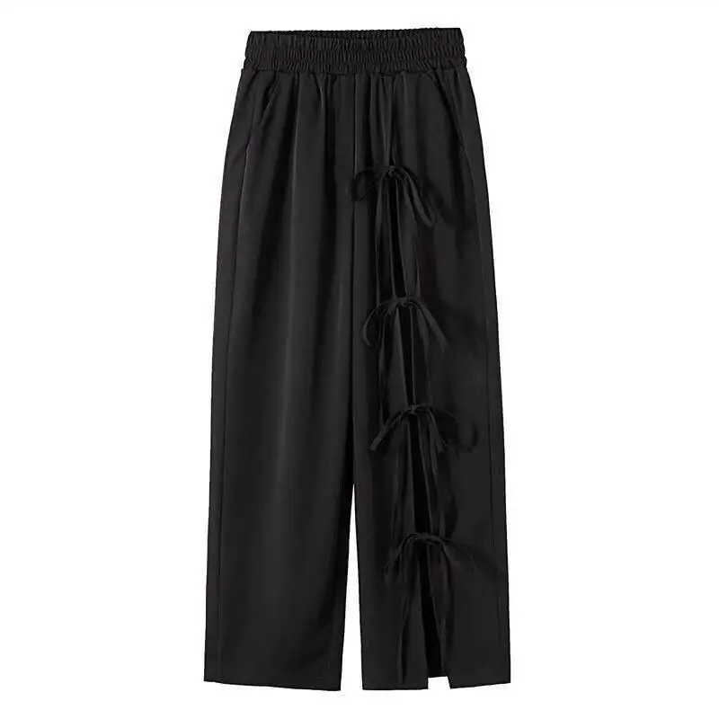 

Korean High Waist Split Women Trousers High Street Hollow Out Wide Leg Pants Casual Female