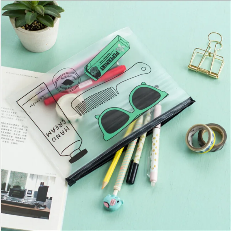 Прозрачная косметичка Фламинго дорожный кейс для косметики Женская молния