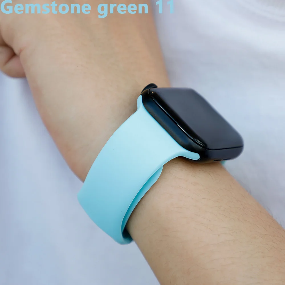 Gemstone green 11 Спортивный ремешок для Apple Watch ремешок 44 мм 40 4 3 iwatch ремешок 42 мм 38 мм силиконовый pulseira ремешок для часов Браслет Apple watch 5 ремешок 44 мм - Цвет ремешка: Gemstone green 11