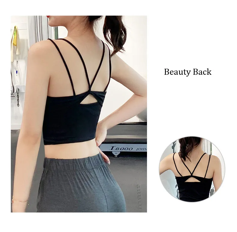 

Yoga Fitness Crop Top Bras Women Nylon Soft Workout Athletic Gym Tank Tops Padded Shockproof Bra Quick-Dry Sleeveless Tight Vest