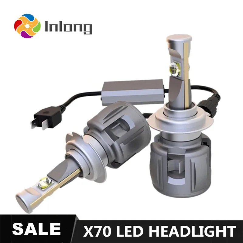 Вдлительную X70 светодиодный лампы с CREE H4 светодиодный H7 D4S H1 H8 H9 D2S H11 9005 D3S 9006 HB4 HB3 D1S автомобильные головные фары лампы 6000 К Противотуманные фары 12V