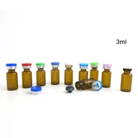 50pcs 3ml small amber clear glass injection bottle vial flip off cap transparent experimental test liquid containers