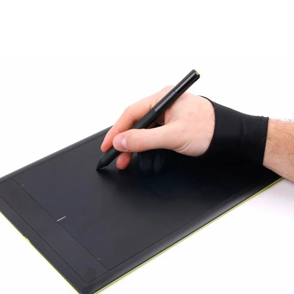 

4 Colors Artist Drawing Glove For Any Graphics Drawing Tablet Black 2 Finger anti-fouling,both For Right And Left Hand Black